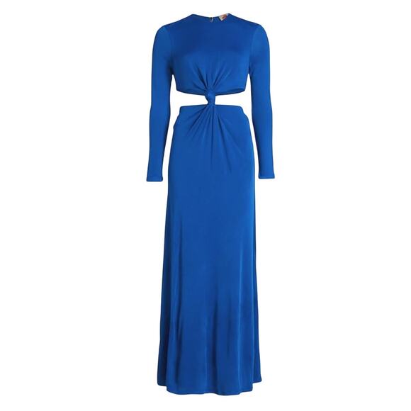 Farm Rio Royal Blue Knotted Cut Out Maxi Dress Size Large - Picture 1 of 9